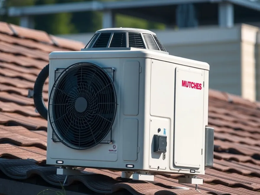 Evaporative cooler unit mounted on a roof